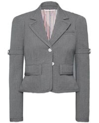 Thom Browne - Wool Seersucker Cropped Jacket - Lyst