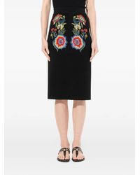 McQueen - Floral-Embroidered Pencil Skirt - Lyst