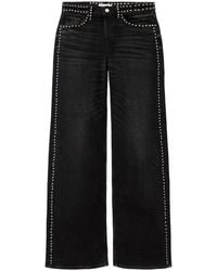 RE/DONE - Stud-Embellished Wide-Leg Jeans - Lyst