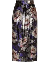 Dolce & Gabbana - Sequin Floral Skirt Clothing - Lyst