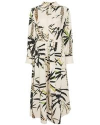 Psophia - Palm-Print Belted Midi Shirt Dress - Lyst