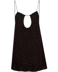 Saint Laurent - Polka-Dot Print Cut-Out Detail Mini Dress - Lyst