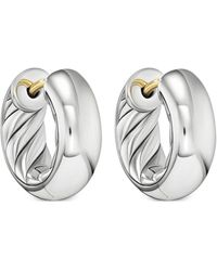 David Yurman - Sterling Silver Sculpted Cable Hoop Earrings - Lyst