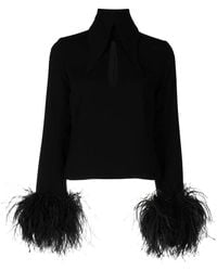 16Arlington - Feather-Trim Cut-Out Blouse - Lyst