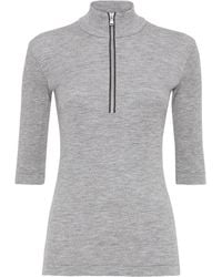 Brunello Cucinelli - Ribbed Zip-Neck Top - Lyst