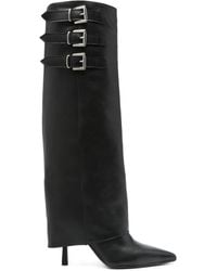 GISÉL MOIRÉ - バックルディテール レザーブーツ 90mm - Lyst