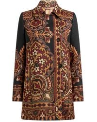 Etro - Double-Breasted Floral Jacquard Coat - Lyst