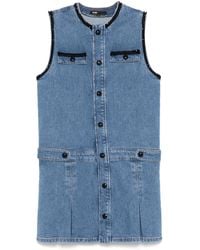 Maje - Embroidered-Trim Denim Mini Dress - Lyst