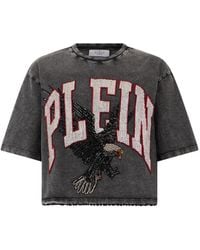 Philipp Plein - Eagle-Print Crop T-Shirt - Lyst