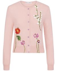 Oscar de la Renta - Botanical Threadwork-Embroidered Cardigan - Lyst