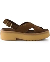 Prada - Buckle-Strap Suede Sandals - Lyst