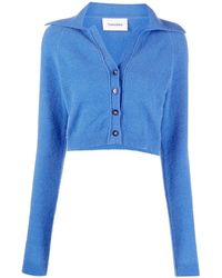 Nanushka - Spread-Collar Cropped Cardigan - Lyst
