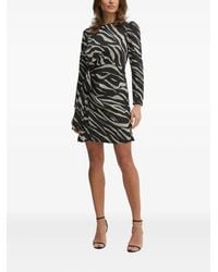 DKNY - Zebra-Print Puff-Sleeve Mini Dress - Lyst