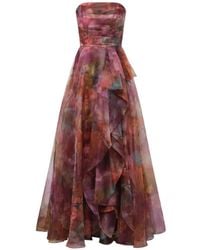 THEIA - Floria Strapless Ruffled Maxi Dress - Lyst