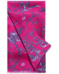 Shanghai Tang - Ausgefranster Tang Schal Mit Blumen - Lyst
