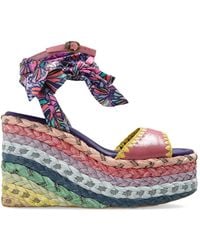 Kurt Geiger - Chelsea Scarf Wedge Sandals - Lyst