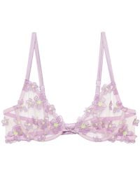 Fleur du Mal - Petal Embroidered Demi Bra - Lyst