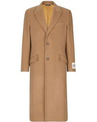 Dolce & Gabbana - Single-Breasted Camel Wool Coat - Lyst