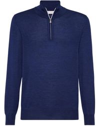 Brunello Cucinelli - High-Neck Zip-Up Sweater - Lyst