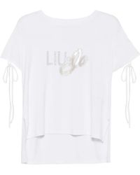 Liu Jo - Logo-Embellished Drawstring-Sleeve T-Shirt - Lyst