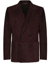 Dolce & Gabbana - Double-Breasted Suede Blazer - Lyst