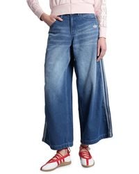 adidas - 3-Stripe Wide-Leg Jeans - Lyst