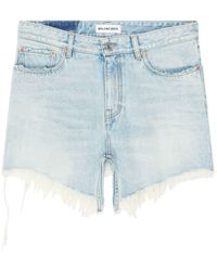 Balenciaga - Frayed-hem Denim Mini Skirt - Lyst