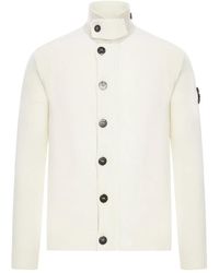 Stone Island - Cardigan Boutonné À Patch Logo - Lyst