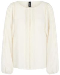 Marc Cain - Pleated Lace-Trim Blouse - Lyst