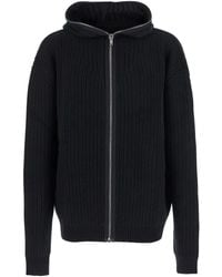 Rick Owens - Felpa A Coste Con Zip E Cappuccio - Lyst
