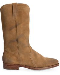 Jil Sander - Aged-Effect Round-Toe Boots - Lyst