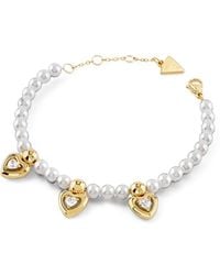 Guess - Beloved Heart-Charm Pearl Bracelet - Lyst