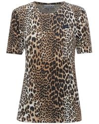 Ganni - Animal Print Crew Neck T-Shirt - Lyst