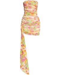 Saint Laurent - Floral Ruffled Dress - Lyst
