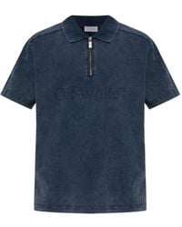 Off-White c/o Virgil Abloh - Logo-Print Zip-Neck Polo Shirt - Lyst