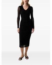 Silvian Heach - Ruched Mesh-Sleeve Midi Dress - Lyst