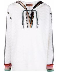 Sweat à lien de resserrage Coton Missoni en coloris Blanc Femme Vêtements Articles de sport et dentraînement Sweats 