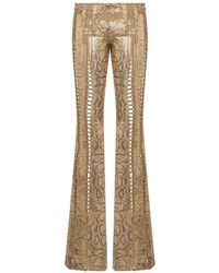 Roberto Cavalli - Leather Pants With Python Print And Cut-Out Details - Lyst