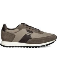 BOSS - Suede Leather Panel Sneakers - Lyst