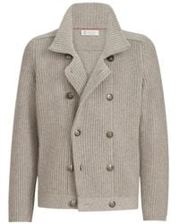 Brunello Cucinelli - Notch-Lapel Cardigan - Lyst