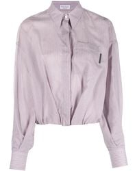 Brunello Cucinelli - Vertical-Stripe Long-Sleeve Shirt - Lyst