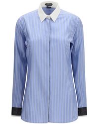 Tom Ford - Striped Silk Shirt With Contrast Details - Lyst