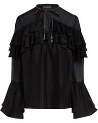 KARL LAGERFELD - Ruffled Tie Blouse - Lyst