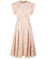 Alberta Ferretti - Ruffled Broderie Dress - Lyst