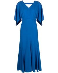 Victoria Beckham - Draped-Sleeve Midi Dress - Lyst