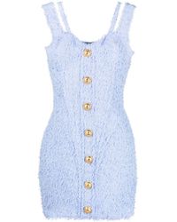 Balmain - Button-embellished Tweed Minidress - Lyst