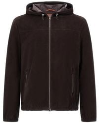 Herno - Chaqueta Resort Con Capucha De Piel Y Ante - Lyst