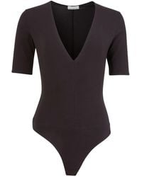 Fleur du Mal - Deep V-Neck Bodysuit - Lyst