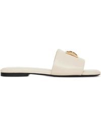 Anine Bing - Sandales En Cuir Avec Logo À Bout Carré - Lyst