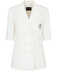 Emporio Armani - Cotton Tweed Blazer Jacket - Lyst